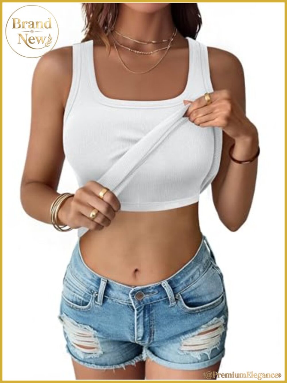 Women's Built-in Bra Sleeveless Tank Top Ribbed Scoop Neck Racerback Slim Fit